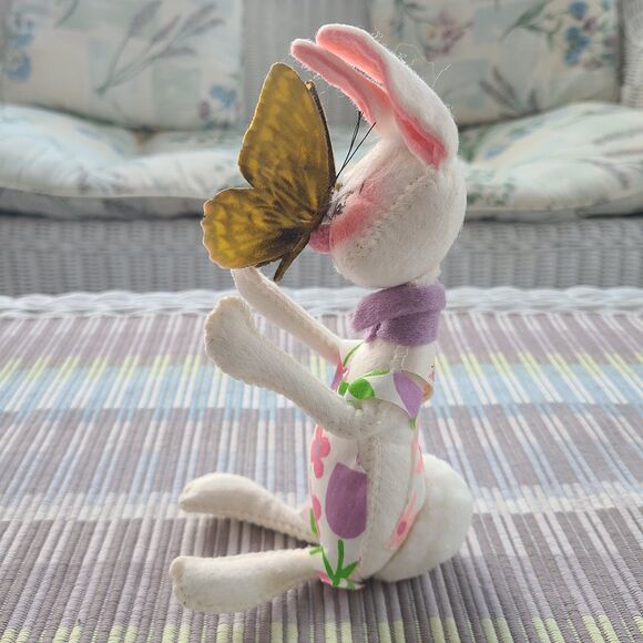 Annalee Mobilitee Doll Vintage 1971 Collectible Poseable Easter Bunny Butterfly - Picture 8 of 10